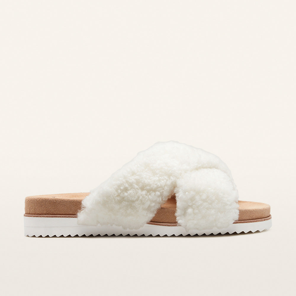 Shearling Slides Sheepskin Sandals Rebel Cream Shearling