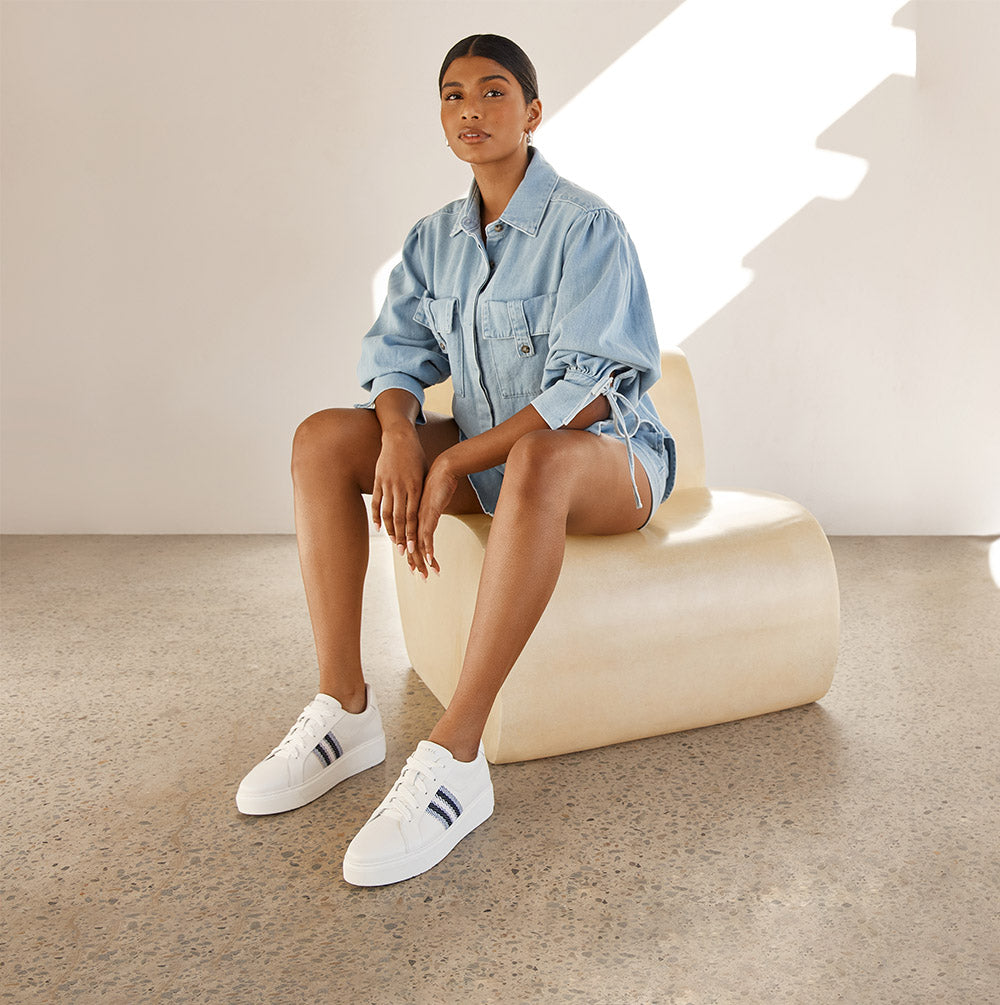 スニーカー BALMAIN Women Sneakers AN0VF724KNLR0FA White Unicorn sneakers in neoprene and leather - Women | BALMAIN