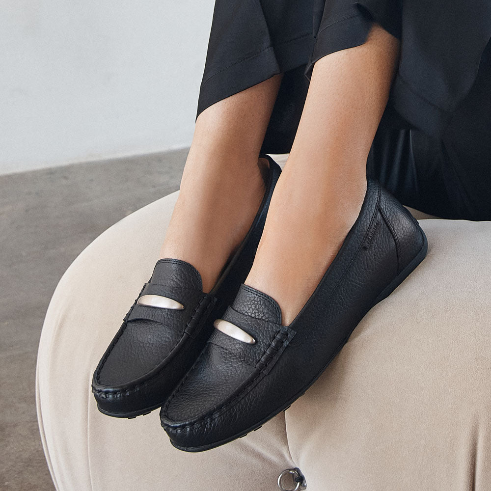 FOXEY フォクシー パンプス ブラック Foxx Black Pebbled Women's Casual Flat | FRANKIE4