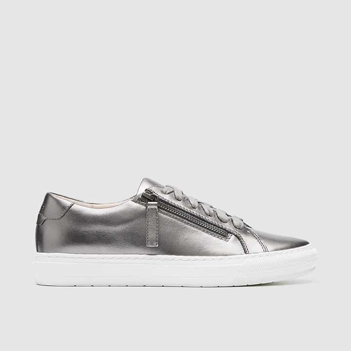 Billie metallic leather and satin clearance sneaker